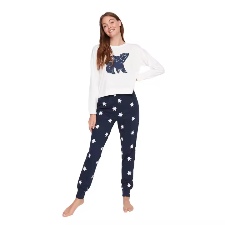 Trendyol Multicolored 100% Cotton Star Patterned Knitted Pajama Set Thmaw21Pt0241 - 1