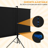 HOMCOM Pantalla de Proyector Manual con Soporte Pantalla de Proyección Portátil Formato 16:9 con Altura Ajustable para Interior y Exterior Cine en Casa PatioNegro - details 4