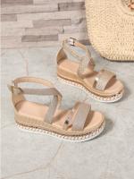 2025 Summer New Large Size Fish Mouth Buckle Wedge Heel Sandals Women Fashion Thick Bottom Shiny Women Sandals - details 5