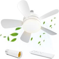 Ventilador de techo con luz, perfil bajo, luz LED con casquillo E26, iluminación regulable en 3 colores para dormitorio, cocina, garaje, sala de estar, trastero, sótano, montaje empotrado (blanco) - details 4