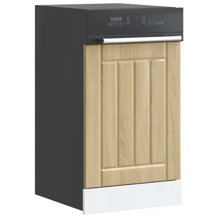 vidaXL Panel lavavajillas Lucca madera contrachapada en color Blanco brillante/Marrón roble/Roble artisan y más - 1