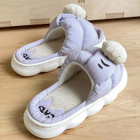 Zapatillas De Plataforma Casual Para Mujer Con Diseño De Gato De Dibujos Animados Zapatos De Lino Elegantes Para El Hogar Con Tobillero Abierto Y Tacón Bajo - details 4