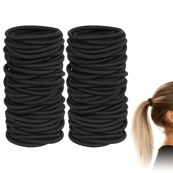 IMAXWAVE 50 Gomas de Pelo Elásticas Negras Fuerte Sujeción | Bandas de Cabello Sin Metal, Resistentes y Finas | Perfectas para Peinados, Deporte y Uso Diario | Ideal para Mujer, Niña, Profesionales