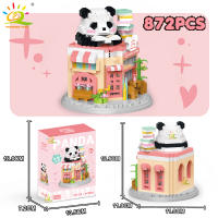 Mini Bloques De Construcción HUIQIBAO Moc Panda Vistas De La Ciudad Modelo De Café Para Decoración De Hogar Y Regalo Para Adultos - details 0