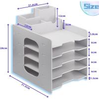 5 Grados A4 Organizador Escorio Papeles, Bandeja Oficina Apilables en Malla Metalicas con Portalapices Escorio, Organizador de Archivos, Bandeja Escorio Organizadors para Oficina Hogar - details 0