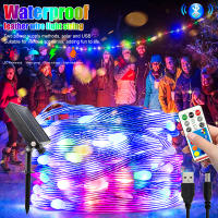 Luces De Navidad Bluetooth Inteligentes RGBIC LED Solar Impermeables Para Exterior Decoración De Año Nuevo Lámpara Fae Tirada 8M 12M - details 0