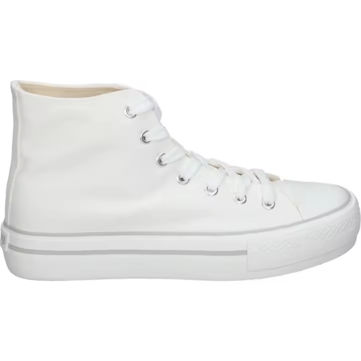 MTNG | Zapatillas Altas Mustang Bigger X para Mujer – Deportivas en Color Blanco Con Detalles en Gris – Sneakers con Cordones – Con Plataforma Media y Cómoda – Lona – Versátiles – Veganas – Modelo 60172 - 1