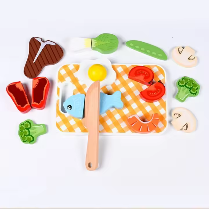Juguete De Cocina De Madera Simulación Juguete Educativo Montessori Para Niños Juguetes De Alimentos Cortables Regalo Para Niños Edad 3-6 - 1