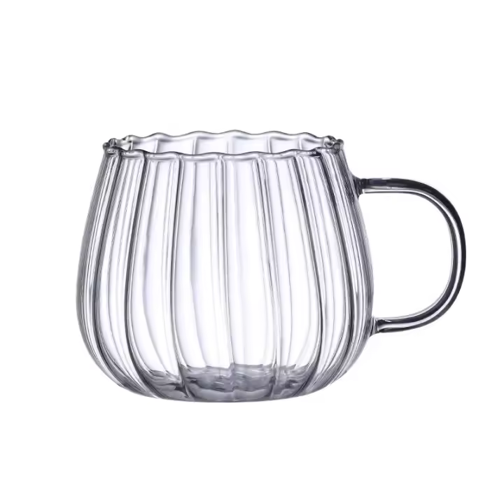 Taza De Café De Vidrio Borosilicato De 400ml Con Patrón Creativo Para Desayuno Leche Agua Caliente Para Oficina Y Hogar - 1