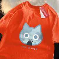 Camiseta De Algodón Oversized Para Hombre Y Mujer Estilo Japonés Con Diseño De Gato Lunar Azul Camiseta Casual Transpirable De Manga Corta Para El Verano - details 14