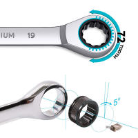 Llave De Eje Fijo De 6-24mm Métrica Acero Cromo Vanadio 12 Puntos Con Llave De Ratón De 72 Dientes Y Cabeza Abierta Herramienta Multifuncional Antideslizante - details 3