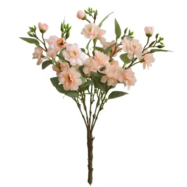 Arreglo De Flores Artificiales De Cerezo Para Boda Decoración De Mesa En Casa Estilo Bouquet De Flores De Seda Blanco Champán Rosa Claro Rosa - 1