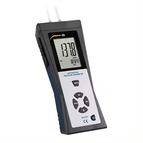 PCE Instruments Manómetro de presion diferencial con un rango de medición de -140 a 140 mbar / con selección de 11 unidades / incluye software PCE-P01 - 1