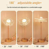Lámpara De Mesa Retro Dorada Con Mariposa De Acrílico Luz De Noche LED Para Decoración De Habitación Y Sala De Estar Luz De Lectura Ajustable Con Botón De Presión - details 2