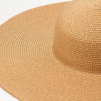 Sombrero De Sol Para Mujer Y Hombre Color Sólido De Moda Con Rhinestone 14cm Grande Paja Resistente Al Sol Plegable Para Playa Y Viajes - details 35
