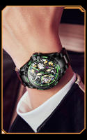 Reloj Mecánico Automático Para Hombre OUPINKE 3196 Acero Inoxidable Negro Luminoso Y Resistente Al Agua De 50M Con Esfera Skeleton Y Correa De Acero Inoxidable - details 16