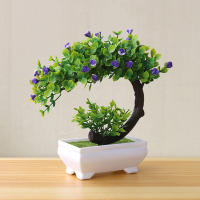 Planta Artificial En Maceta Bonsái Verde Árbol Pequeño Ornamentos Realistas Plásticos Eterna Decoración Floral Para Escritorio - details 3