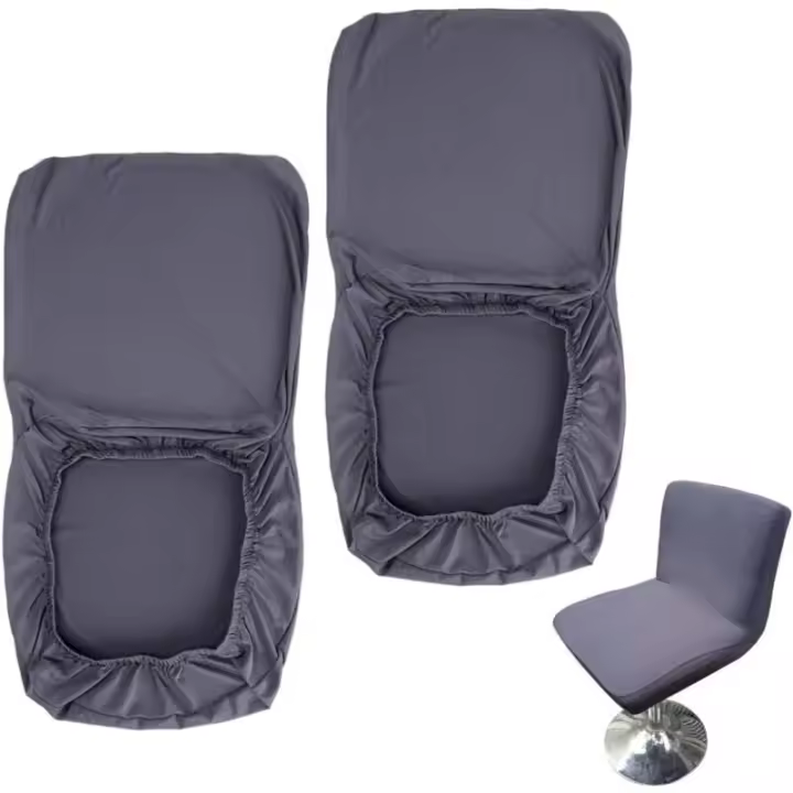 Lot de 2 housses pour tabourets de bar gris foncé avec housse de dossier extensible pour chaise de salle à manger pivotante cour - 1