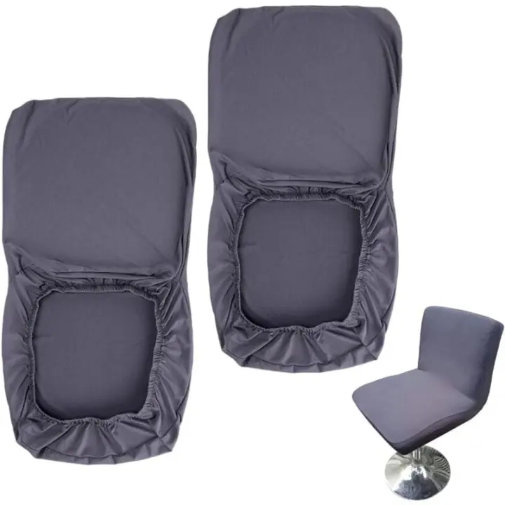 Lot de 2 housses pour tabourets de bar gris foncé avec housse de dossier extensible pour chaise de salle à manger pivotante cour - 1