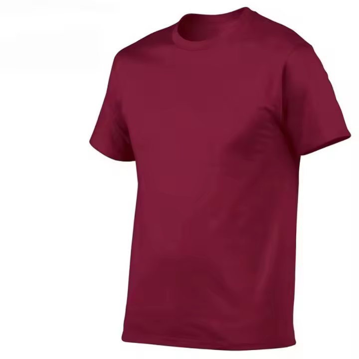 Camiseta De Algodón Suelta Para Hombre Estampado Sólido Cuello Redondo Manga Corta Deportiva Transpirable Y De Secado Rápido - 1
