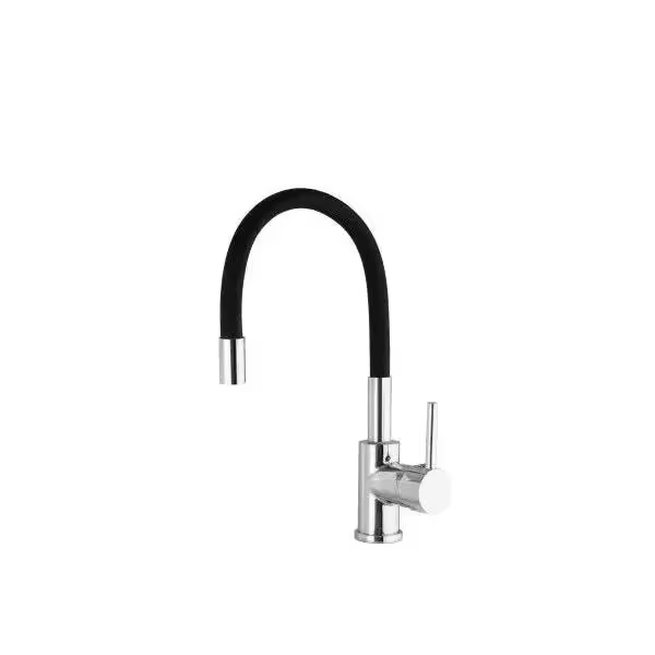 VALAZ Gaya Grifo de cocina monomando con caño flexible fabricado en latón de color cromado y negro - 1