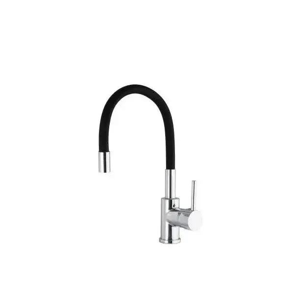 VALAZ Gaya Grifo de cocina monomando con caño flexible fabricado en latón de color cromado y negro - 1