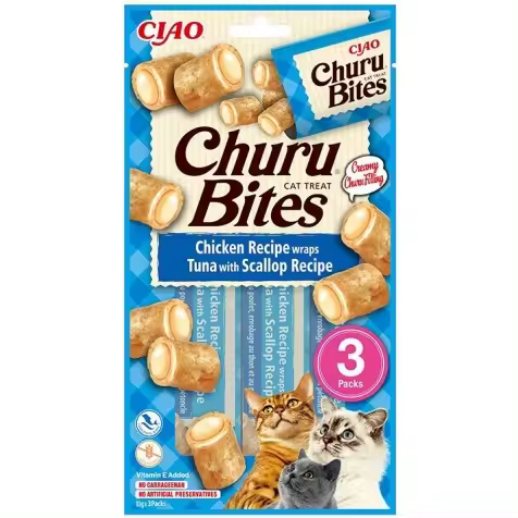 Churu Bites Receta de Atún con Vieira para Gatos 3 x 10 gr - 1