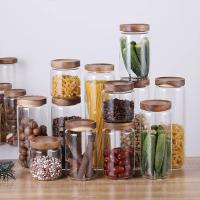 Frascos de vidrio para almacenamiento de alimentos con sello hermético, tapas de madera, frascos de especias con tapa, Organización para contenedores de frascos, azúcar, sal, café - details 3