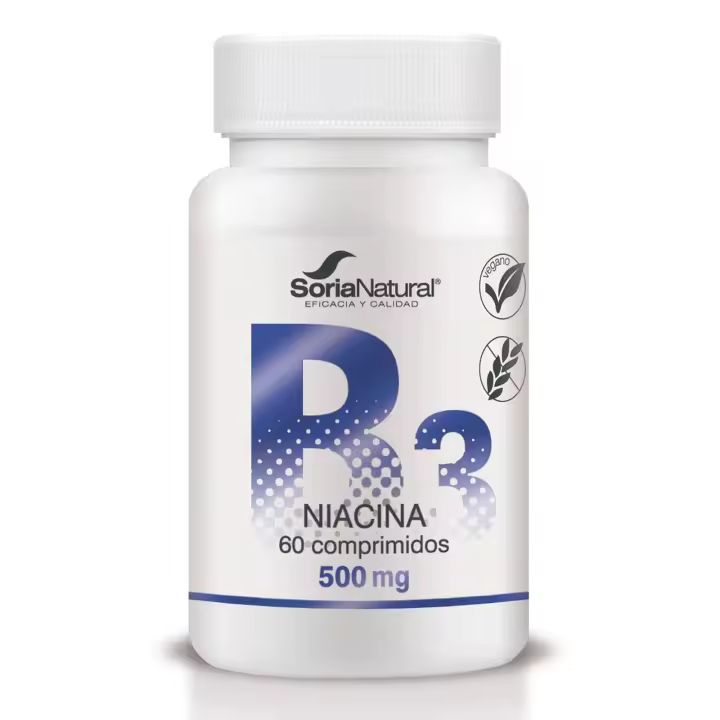 Vitamina B3 Liberación Sostenida Niacina Soria Natural - Energía y Metabolismo Saludable - 60 comprimidos - 1
