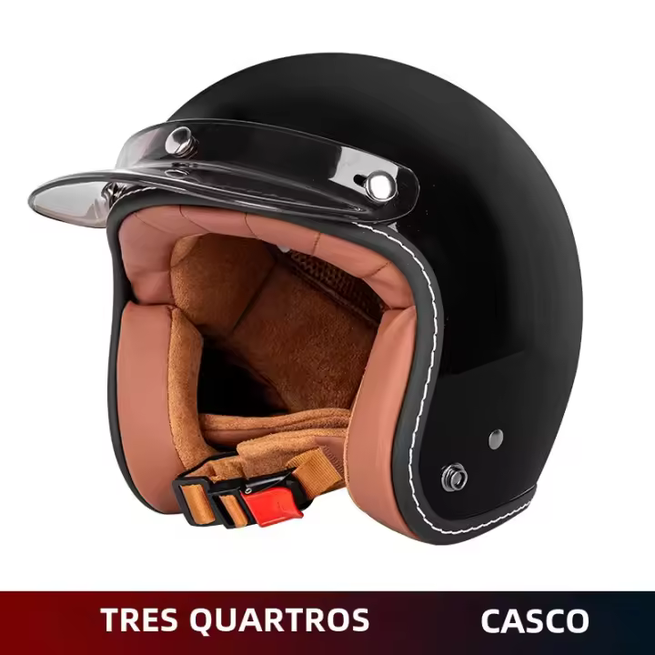 Casco De Motocicleta Retro 3/4 Para Hombres Y Mujeres Casco Universal De Cuatro Estaciones Peso 850g Material ABS Estilo Abierto - 1