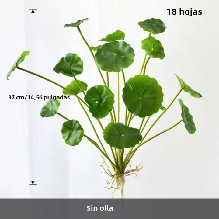 Plantas Artificiales De Loto Y Eucalipto 37cm Con 18 Cabezas Hojas De Cobre Para Decoración De Oficina Y Hogar Plástico Realista - 1