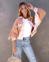 Nueva Chaqueta Corta Para Mujer De Otoño 2024 Moda Retro Estilo Callejero Con Rayas Lavadas Y Collar Tácto Espesado De Polyester Cierre Doble - details 23