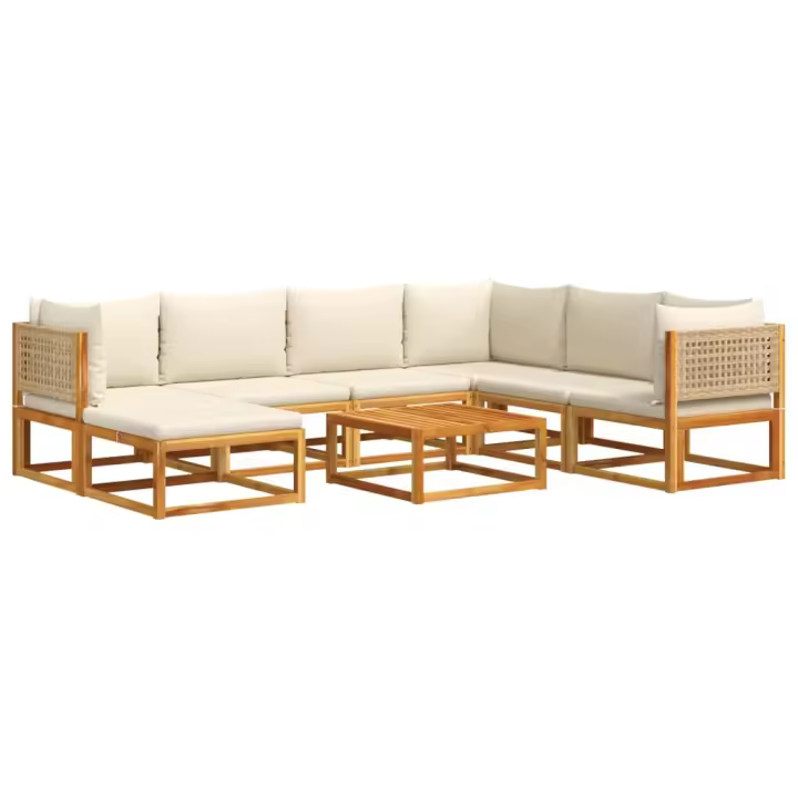 vidaXL Set de sofás de jardín con cojines 8 pzas madera maciza acacia - 1