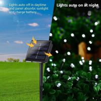 Luces Solares Para Navidad Cadena De Luces Exteriores Impermeables Con Cable Verde De 8 Modos Decoración De Árbol Y Jardín - details 14