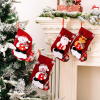 Babero De Navidad Para Niños Con Calcetines De Santa Claus Y Muñeco De Nieve Decoración De Árbol De Navidad Para El Hogar Material De Tela No Tejida - details 1