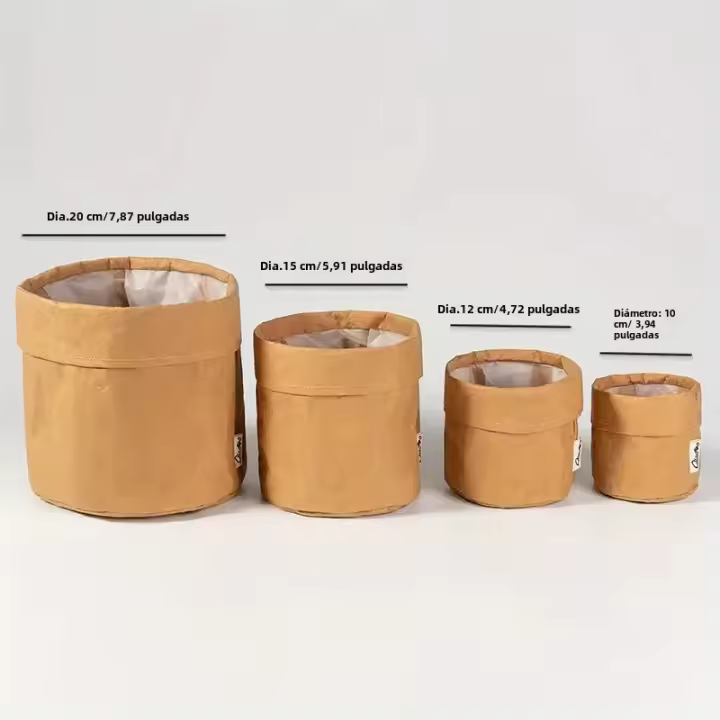 Bolsa De Almacenamiento Redonda De Papel Kraft 1pc Lavable Y Duradera Para Panadería Y Verduras Bolsa De Papel Para Cocina - 1