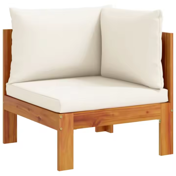 vidaXL Sofá de jardín de esquina con cojines madera maciza de acacia Crema, Gris oscuro, Conjunto Terraza Muebles Jardín Exterior Juego de Muebles de jardín Mueble Jardín Exterior Muebles de Salon Exterior - 1