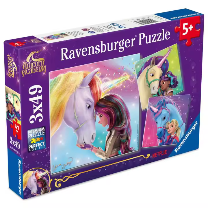 RAVENSBURGER PUZZLE 3X49 PIEZAS UNICORN ACADEMY 3X 49 PIEZAS 19x27x3 Cms. - 1