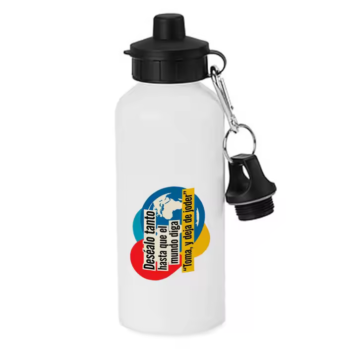MERCHANDMANIA Bidón deportivo 600 ml acero inoxidable con chupón frase motivadora deseo sueño esfuerzo botella escolar deporte bicicleta - 1