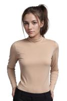WAI 2 MARKET - Camiseta Interior Térmica para Mujer Beige, Manga Larga, Cuello Alto, Ropa Interior de Invierno, 96% Poliéster 4% Elastano, Cálida y Suave, Confort y Estilo para Climas Fríos - details 0