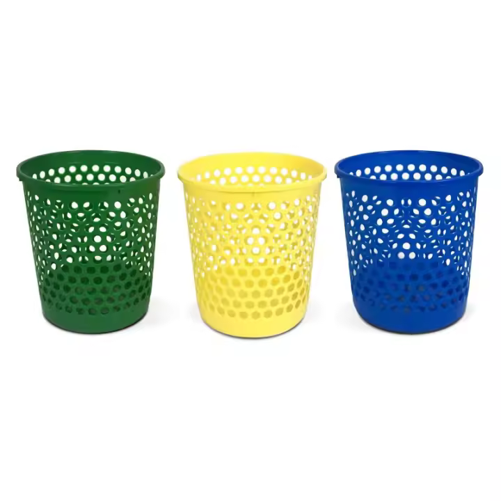 TIENDA EURASIA - Lote 3 Papeleras de Plastico, 28x29cm, Material Reciclable, Diseño Hueco Moderno - 1