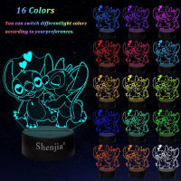 Lámpara De Noche 3D Ilusión Stitch Con Control Remoto Y Toque Inteligente Decoración De Habitación Regalo De Cumpleaños Día De San Valentín Navidad - details 2