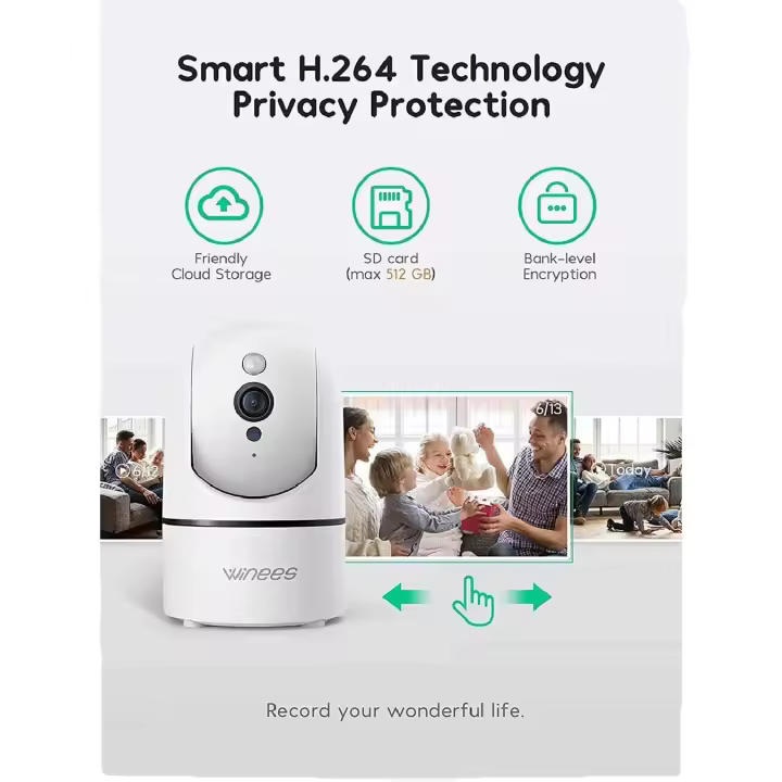 Cámara de Seguridad con Audio y Visión Nocturna, Cámara Ip para el Hogar, Perro, Mascotan, Detección de Movimiento, Audio Bidireccional, Compatible con Alexa Envio 24Horas - 1