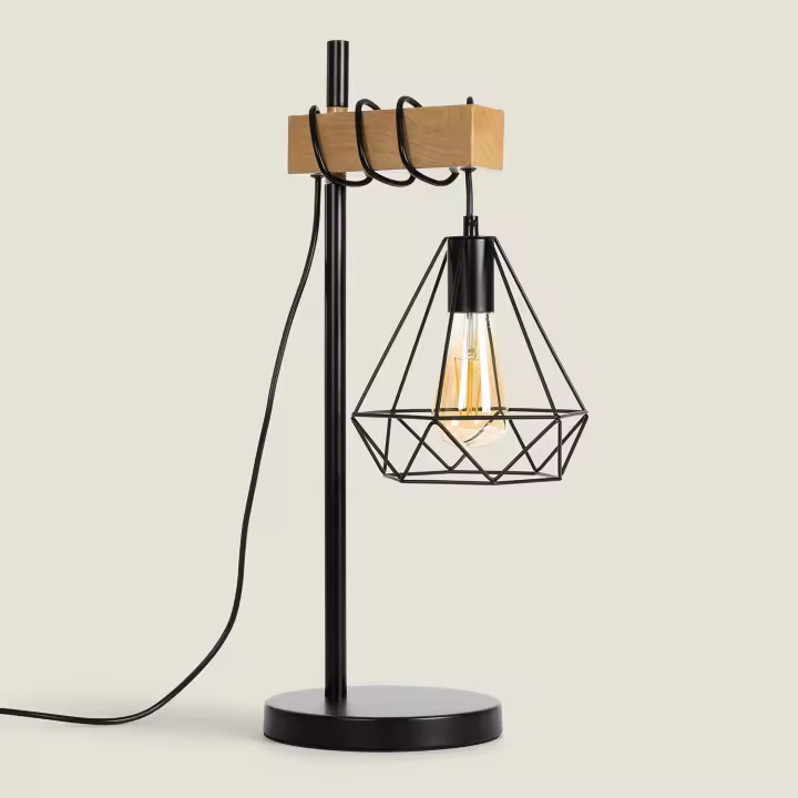 Lámpara de Mesa de Metal y Madera Sardo - 1