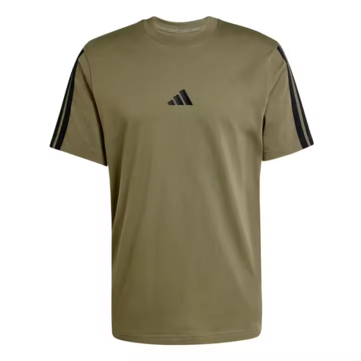 Camiseta Adidas Essentials Verde 3 Bandas Jw1947 – Corte Deportivo - 1