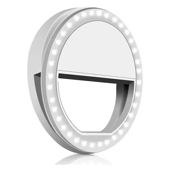 Luz de relleno para teléfono móvil, artefacto de anillo LED, luz para selfies con lente de belleza, flash para fotografía en vivo, blanco - 1