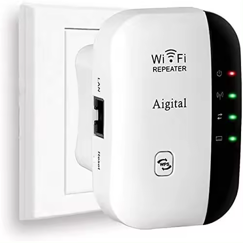 Repetidor WiFi extender 300Mbps de Red WiFi, Mini extensor de Rank inalámbrico, AMP Ap, inalámbrico Booster N 2,4 GHz, enchufe Universal DE LA UE (N300, Puerto LAN, WPS) - 1