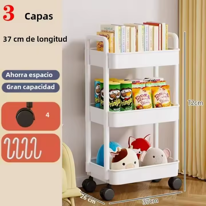Carro De Almacenamiento Móvil Multifuncional Para Cocina Con Ruedas Organizador De Hogar Estante De Libros De Multiple Capacidad Accesorios Para El Hogar - 1