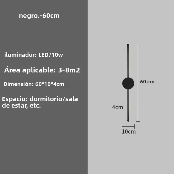 Lámpara De Pared Moderna LED Negra En Forma De I Iluminación Interior Para Dormitorio Sala De Estar Pasillo Decoración De Hogar Incluye Bombillas - 1