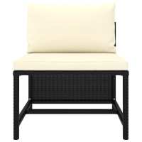 vidaXL Sofá central seccional con cojines ratán sintético Gris, Negro, Conjunto Terraza Muebles Jardín Exterior Juego de Muebles de jardín Mueble Jardín Exterior Muebles de Salon Exterior - details 0
